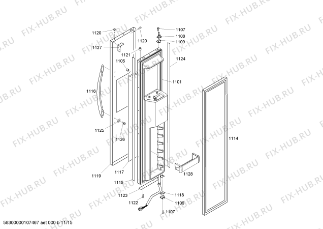 Схема №1 KBUDT4250A 42" SXS REFRIG (SS) DESIGNER HDL с изображением Зажим для посудомоечной машины Bosch 00601760